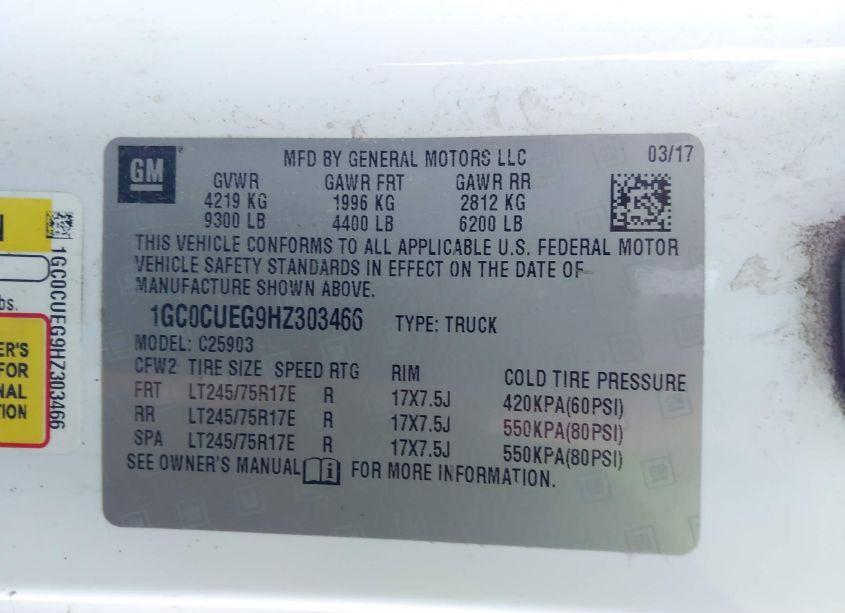 Photo 9 of 2017 Chevrolet Silverado 2500HD WT (VIN 1GC0CUEG9HZ303466)