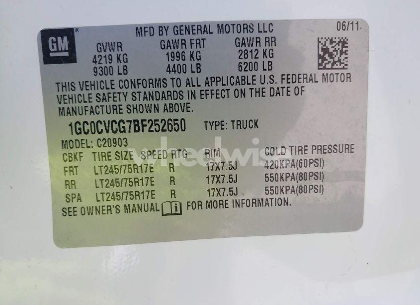 Photo 9 of 2011 Chevrolet Silverado 2500HD WORK TRUCK (VIN 1GC0CVCG7BF252650)