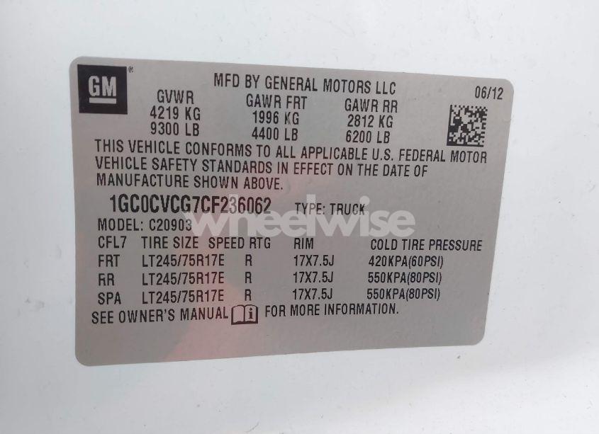 Photo 9 of 2012 Chevrolet Silverado 2500HD WORK TRUCK (VIN 1GC0CVCG7CF236062)