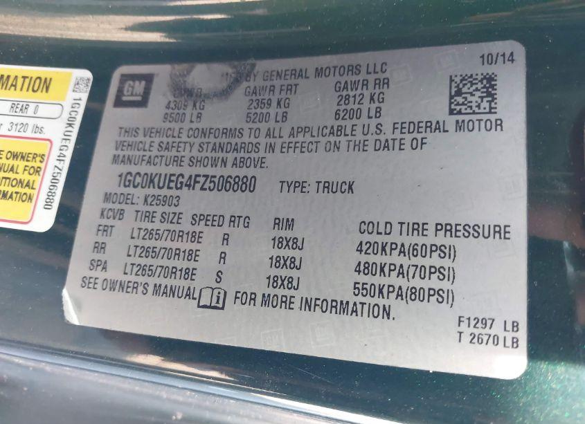 Photo 9 of 2015 Chevrolet Silverado 2500HD WT (VIN 1GC0KUEG4FZ506880)