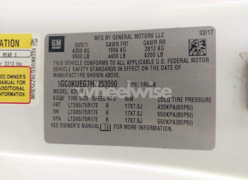 Photo 9 of 2017 Chevrolet Silverado 2500HD WT (VIN 1GC0KUEG7HZ253590)