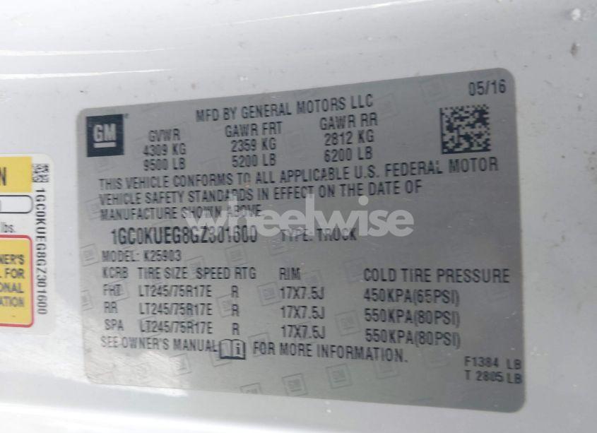 Photo 9 of 2016 Chevrolet Silverado 2500HD WT (VIN 1GC0KUEG8GZ301600)