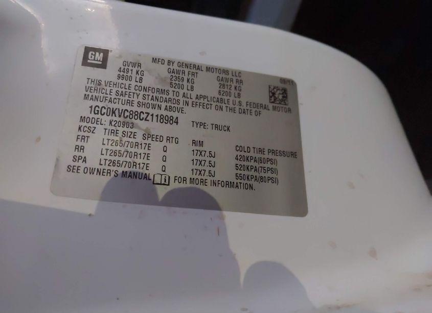 Photo 9 of 2012 Chevrolet Silverado 2500HD WORK TRUCK (VIN 1GC0KVC88CZ118984)