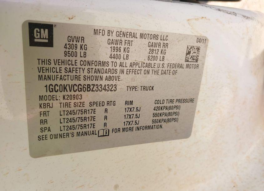 Photo 9 of 2011 Chevrolet Silverado 2500HD WORK TRUCK (VIN 1GC0KVCG6BZ334323)