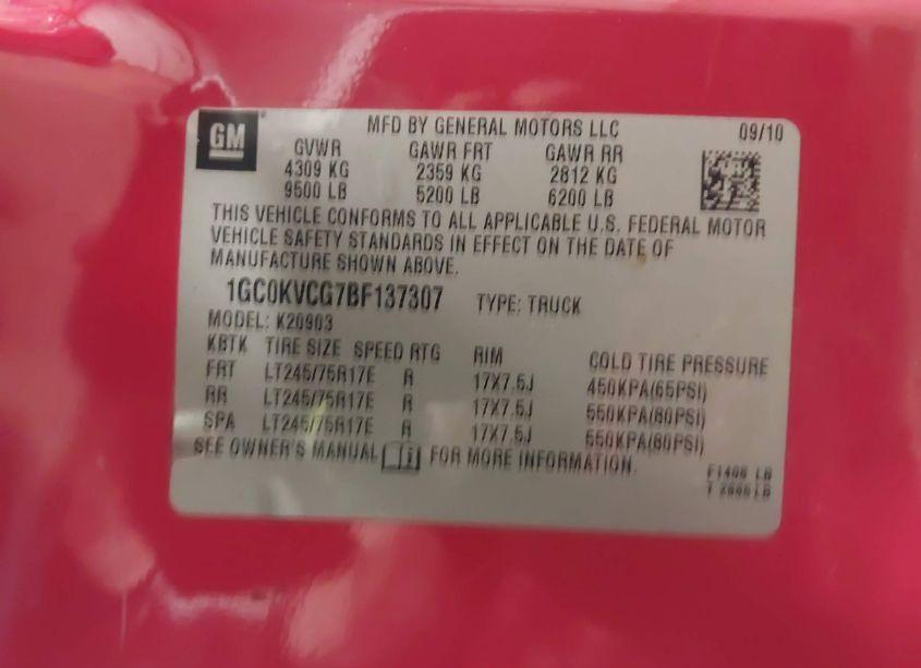 Photo 9 of 2011 Chevrolet Silverado 2500HD WORK TRUCK (VIN 1GC0KVCG7BF137307)