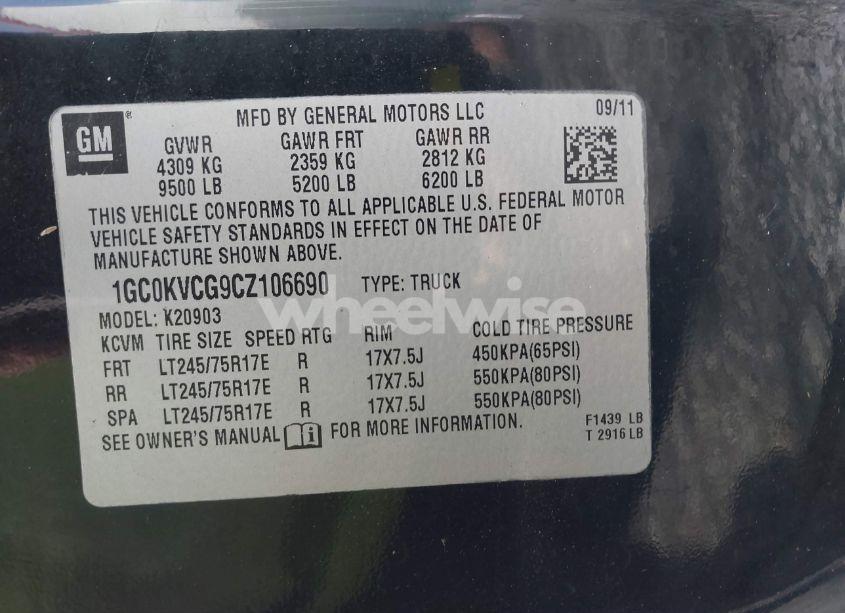 Photo 9 of 2012 Chevrolet Silverado 2500HD WORK TRUCK (VIN 1GC0KVCG9CZ106690)