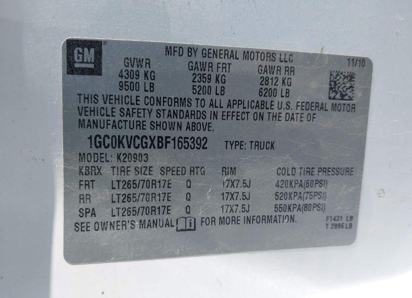 Photo 9 of 2011 Chevrolet Silverado 2500HD WORK TRUCK (VIN 1GC0KVCGXBF165392)