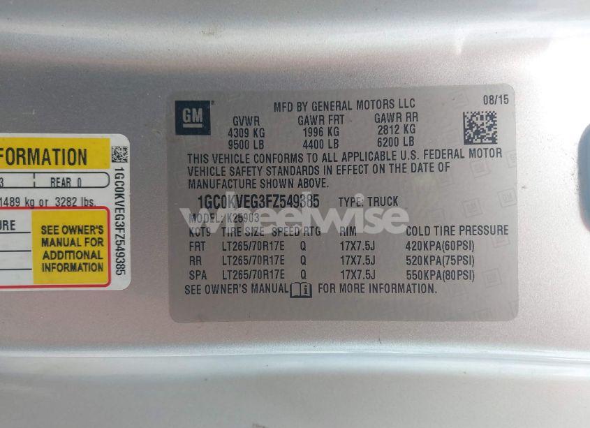 Photo 9 of 2015 Chevrolet Silverado 2500HD LT (VIN 1GC0KVEG3FZ549385)