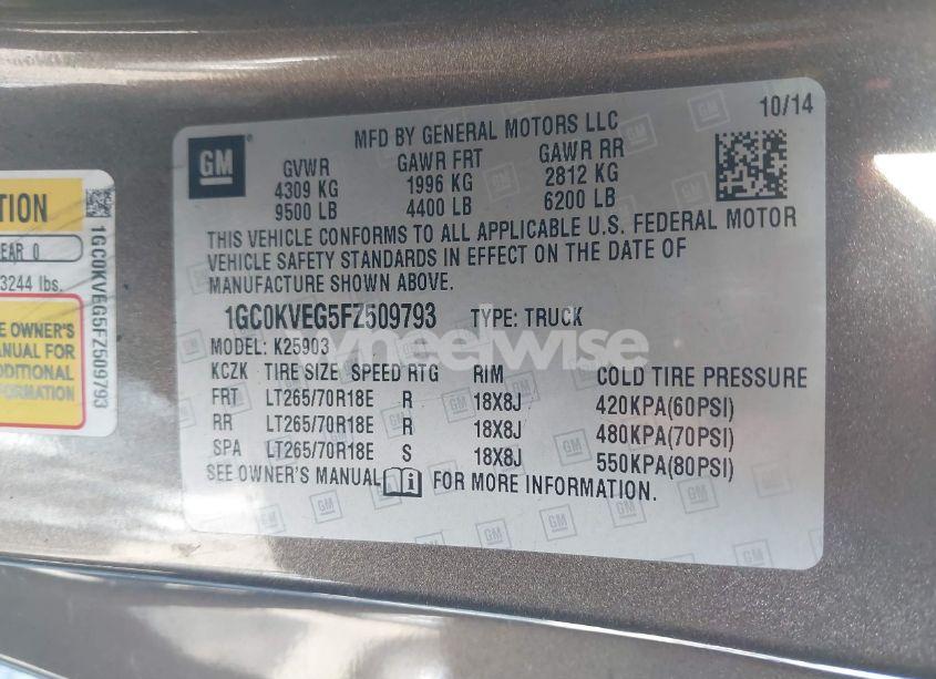 Photo 9 of 2015 Chevrolet Silverado 2500HD LT (VIN 1GC0KVEG5FZ509793)