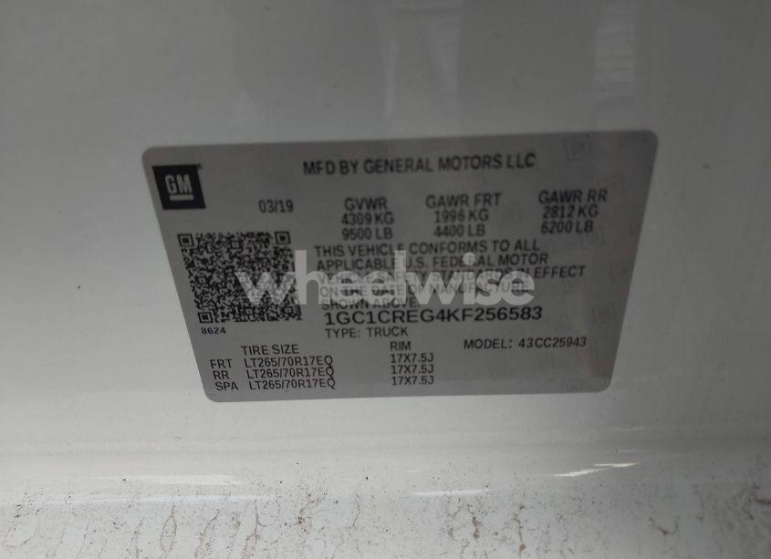 Photo 9 of 2019 Chevrolet Silverado 2500HD WT (VIN 1GC1CREG4KF256583)