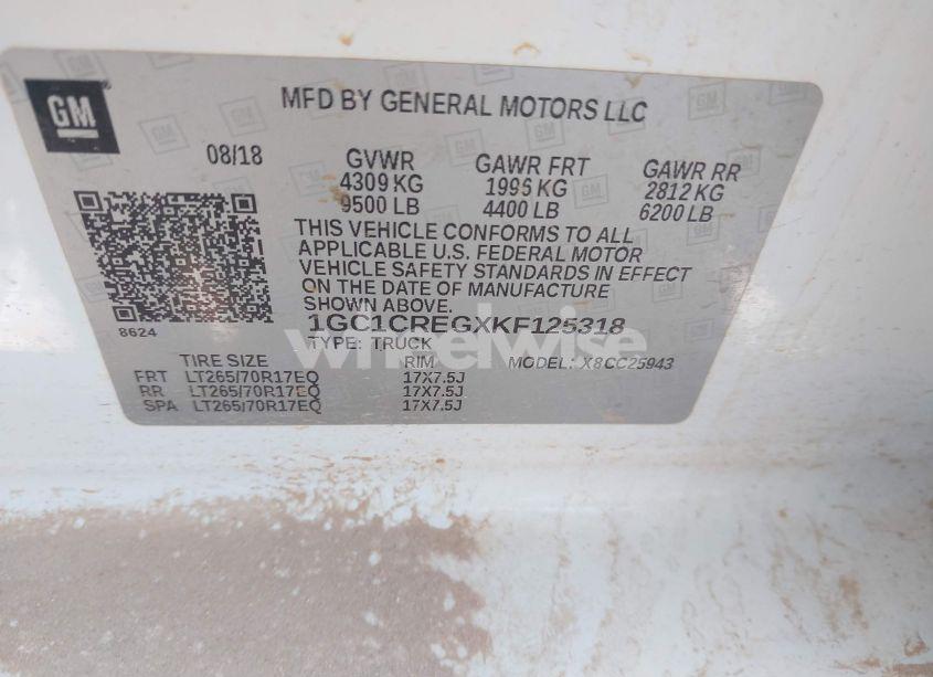 Photo 9 of 2019 Chevrolet Silverado 2500HD WT (VIN 1GC1CREGXKF125318)