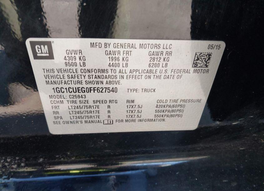 Photo 9 of 2015 Chevrolet Silverado 2500HD WT (VIN 1GC1CUEG0FF627540)