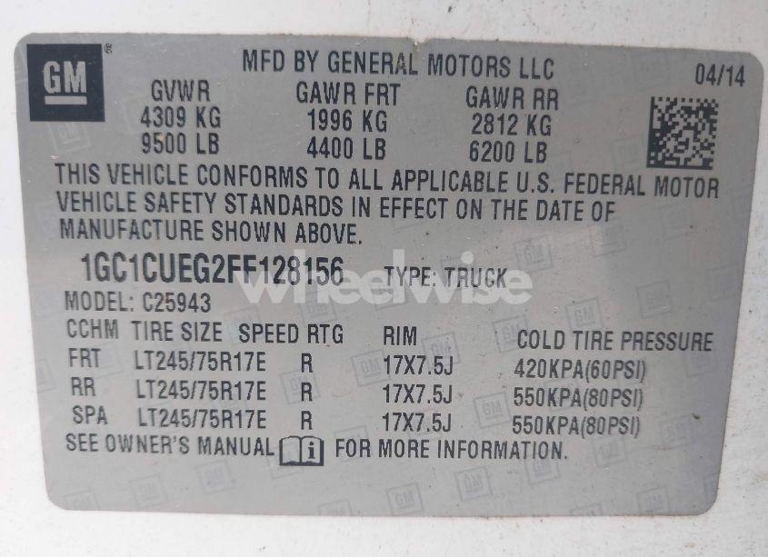 Photo 9 of 2015 Chevrolet Silverado 2500HD WT (VIN 1GC1CUEG2FF128156)