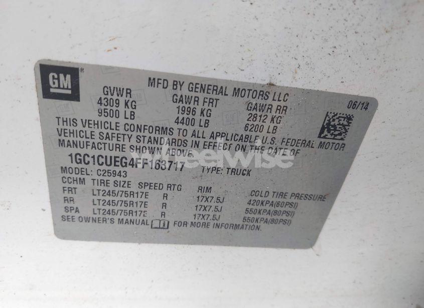 Photo 9 of 2015 Chevrolet Silverado 2500HD WT (VIN 1GC1CUEG4FF163717)