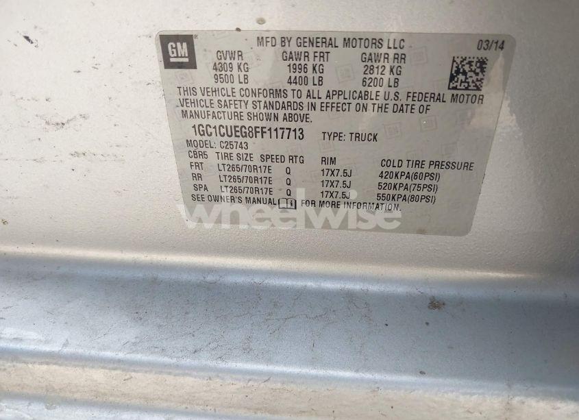 Photo 9 of 2015 Chevrolet Silverado 2500HD WT (VIN 1GC1CUEG8FF117713)