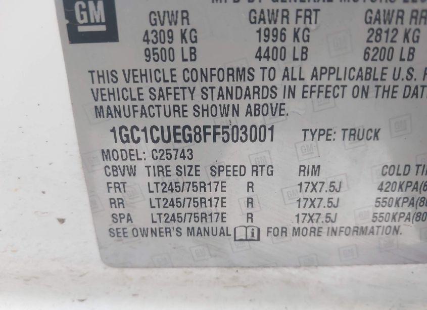 Photo 8 of 2015 Chevrolet Silverado 2500HD WT (VIN 1GC1CUEG8FF503001)