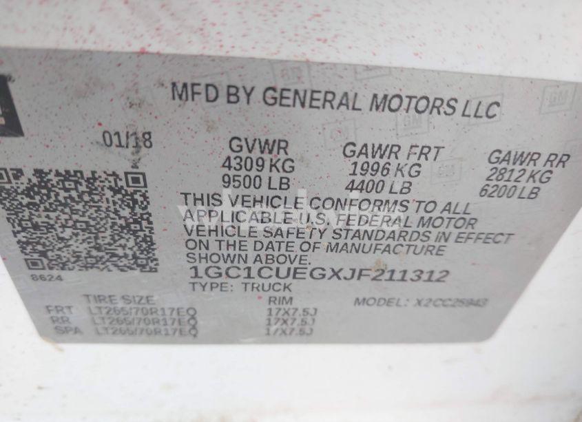 Photo 9 of 2018 Chevrolet Silverado 2500HD WT (VIN 1GC1CUEGXJF211312)