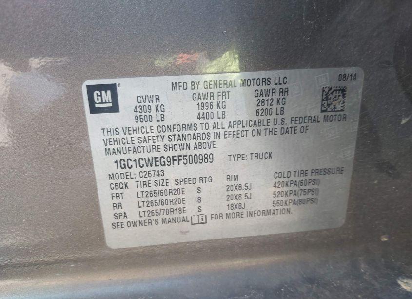 Photo 9 of 2015 Chevrolet Silverado 2500HD LTZ (VIN 1GC1CWEG9FF500989)