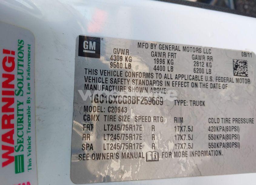 Photo 9 of 2011 Chevrolet Silverado 2500HD LT (VIN 1GC1CXCG8BF259669)