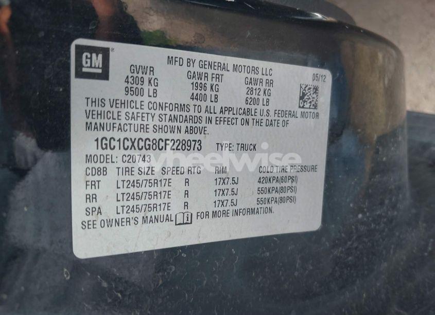 Photo 9 of 2012 Chevrolet Silverado 2500HD LT (VIN 1GC1CXCG8CF228973)