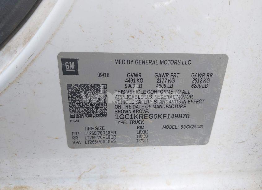 Photo 9 of 2019 Chevrolet Silverado 2500HD WT (VIN 1GC1KREG5KF149870)