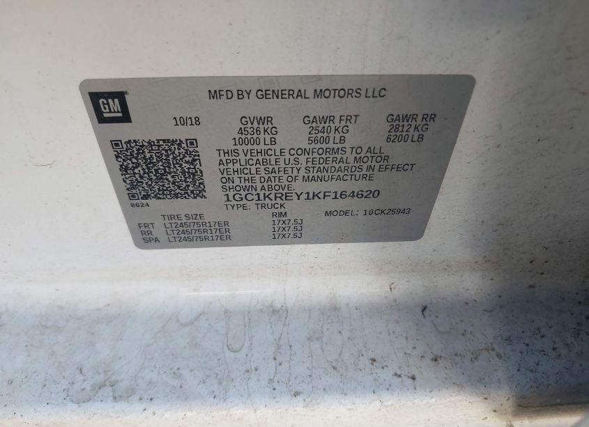 Photo 9 of 2019 Chevrolet Silverado 2500HD WT (VIN 1GC1KREY1KF164620)