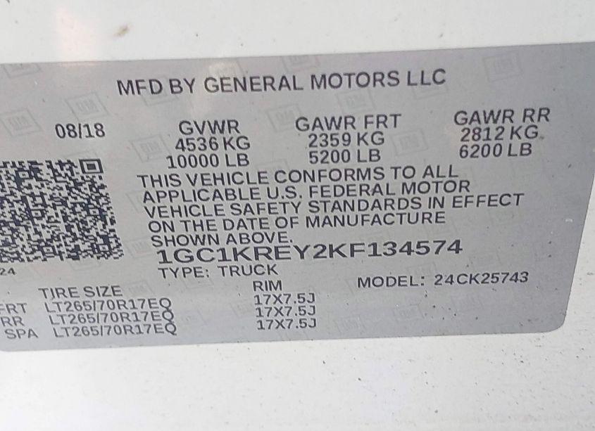 Photo 9 of 2019 Chevrolet Silverado 2500HD WT (VIN 1GC1KREY2KF134574)