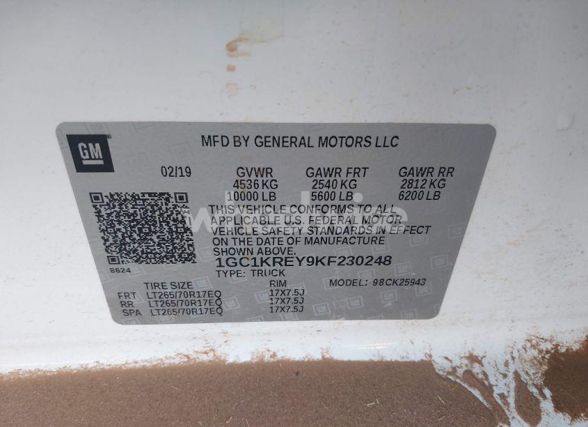 Photo 9 of 2019 Chevrolet Silverado 2500HD WT (VIN 1GC1KREY9KF230248)
