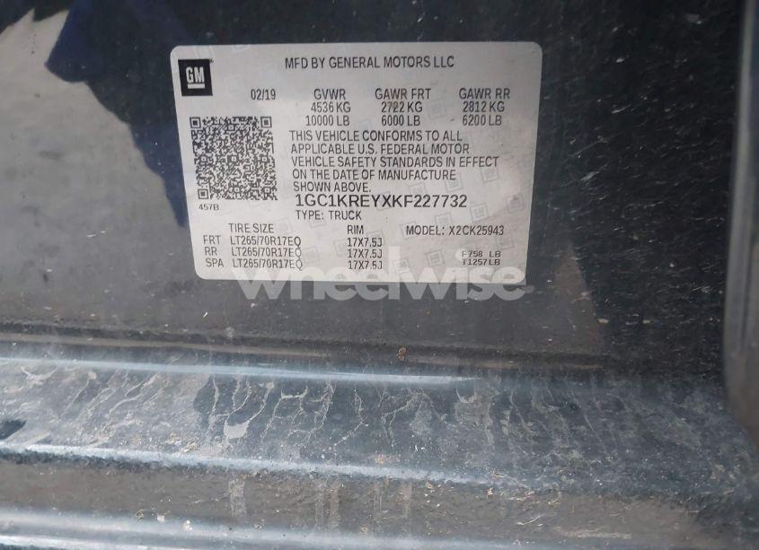 Photo 9 of 2019 Chevrolet Silverado 2500HD WT (VIN 1GC1KREYXKF227732)