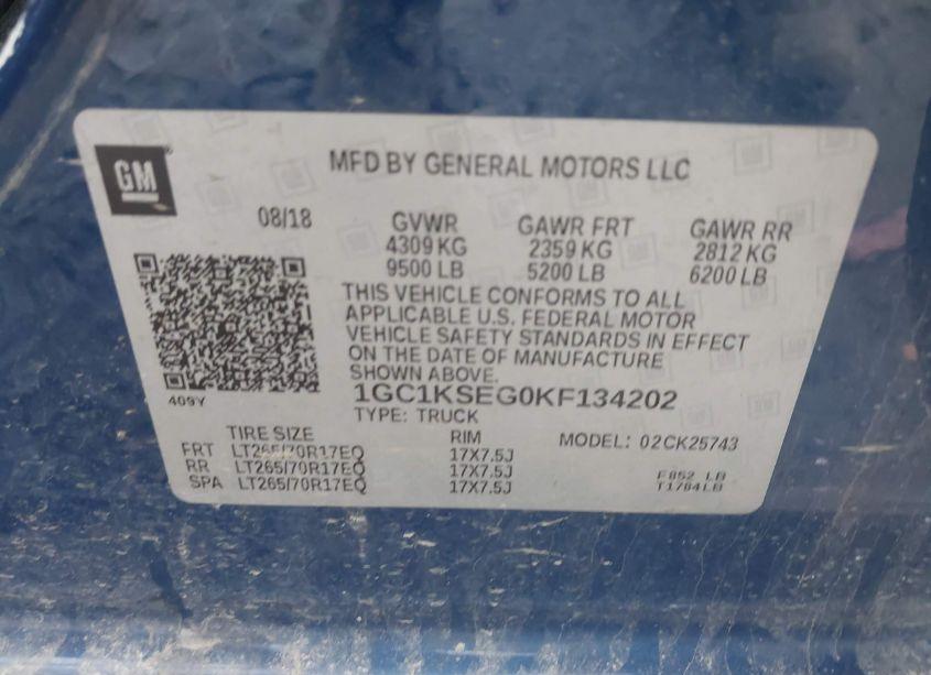 Photo 9 of 2019 Chevrolet Silverado 2500HD LT (VIN 1GC1KSEG0KF134202)