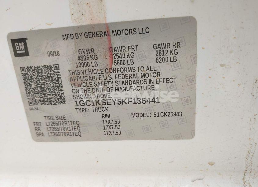 Photo 9 of 2019 Chevrolet Silverado 2500HD LT (VIN 1GC1KSEY5KF136441)