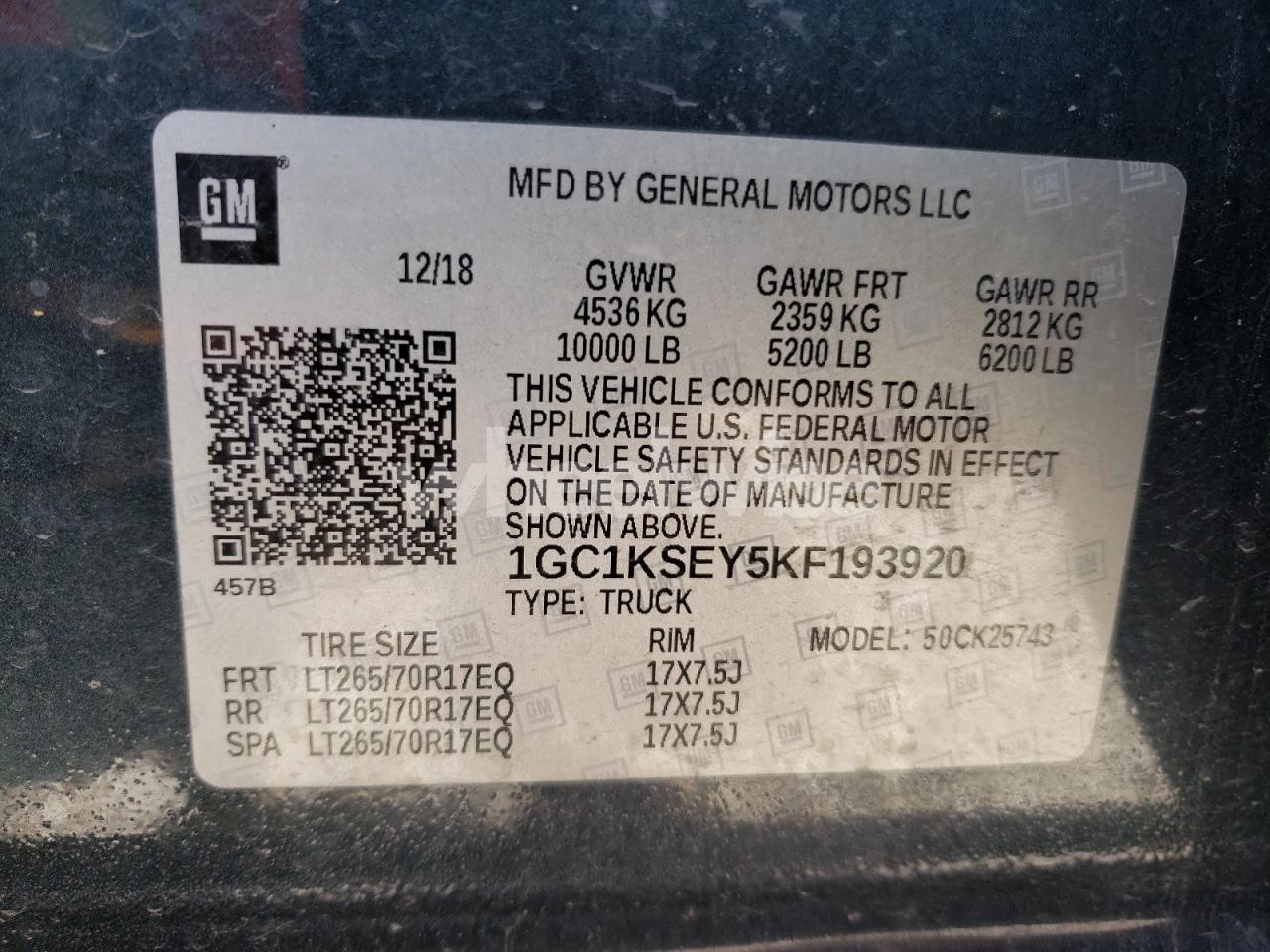 Photo 13 of 2019 CHEVROLET SILVERADO K2500 HEAVY DUTY LT (VIN 1GC1KSEY5KF193920)