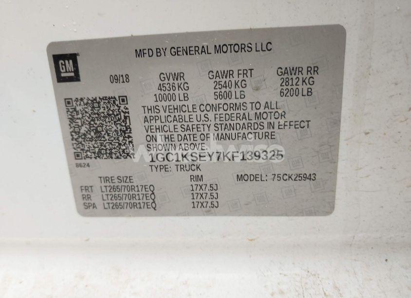 Photo 9 of 2019 Chevrolet Silverado 2500HD LT (VIN 1GC1KSEY7KF139325)