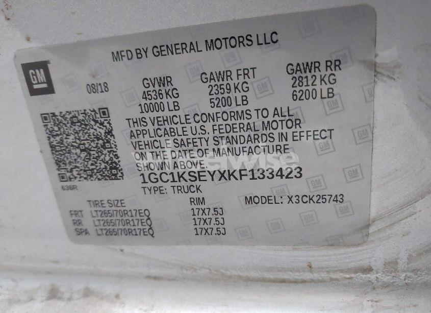 Photo 9 of 2019 Chevrolet Silverado 2500HD LT (VIN 1GC1KSEYXKF133423)