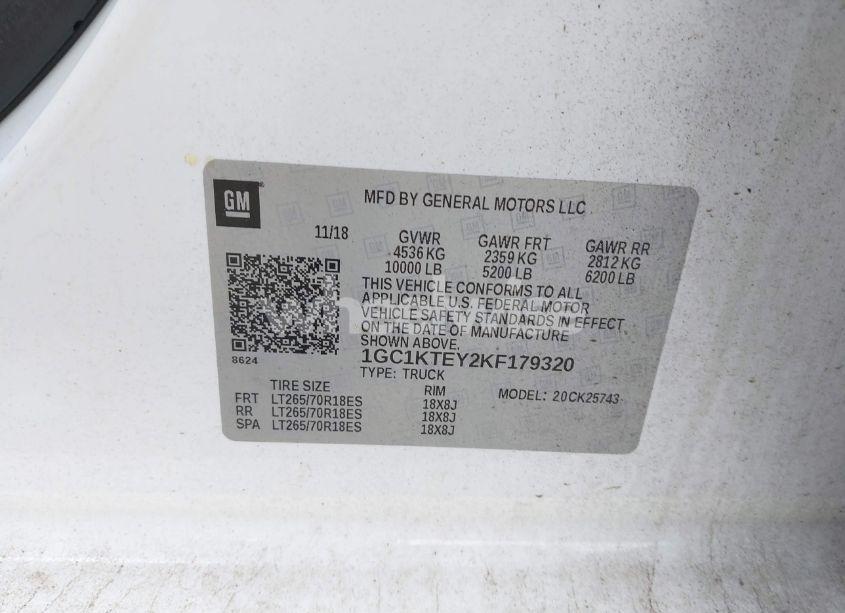 Photo 9 of 2019 Chevrolet Silverado 2500HD LTZ (VIN 1GC1KTEY2KF179320)