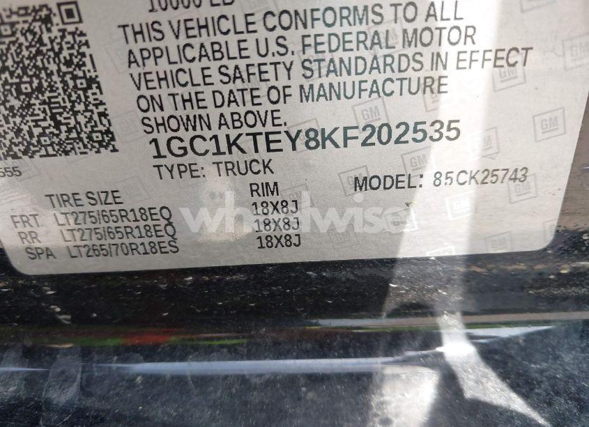 Photo 9 of 2019 Chevrolet Silverado 2500HD LTZ (VIN 1GC1KTEY8KF202535)