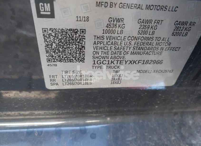 Photo 9 of 2019 Chevrolet Silverado 2500HD LTZ (VIN 1GC1KTEYXKF182966)