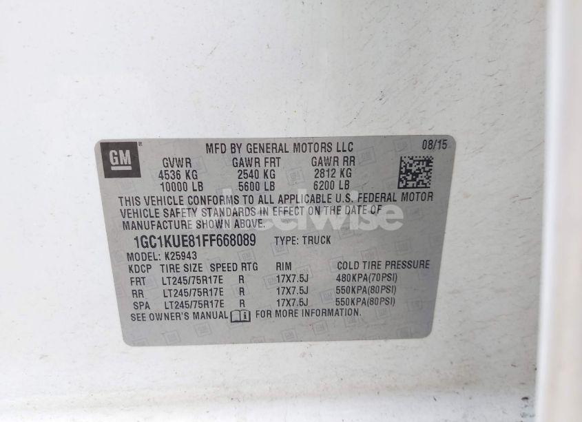 Photo 9 of 2015 Chevrolet Silverado 2500HD WT (VIN 1GC1KUE81FF668089)