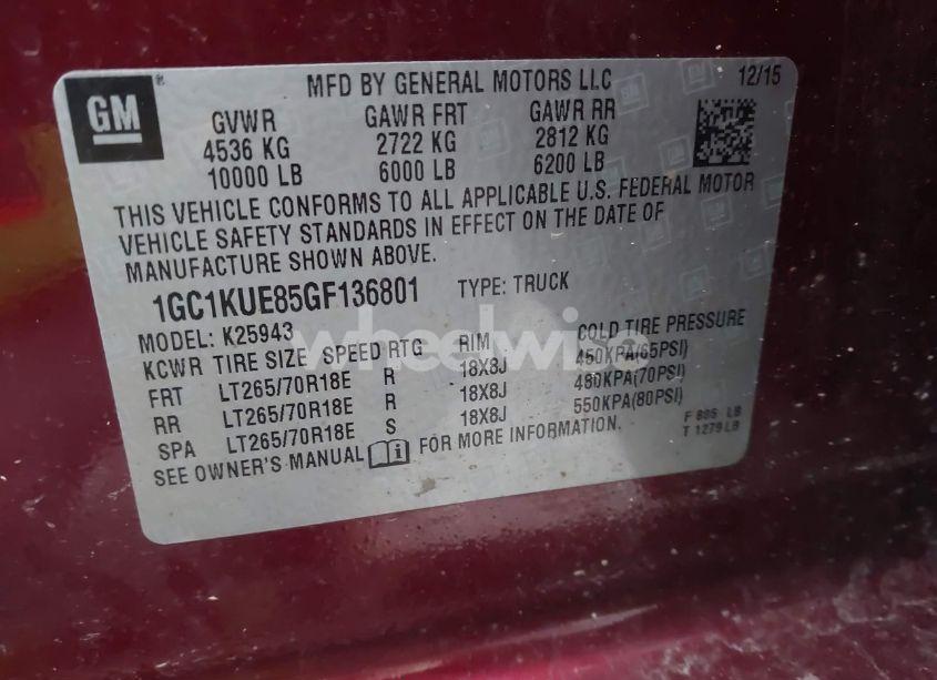 Photo 9 of 2016 Chevrolet Silverado K2500 HEAVY DUTY (VIN 1GC1KUE85GF136801)