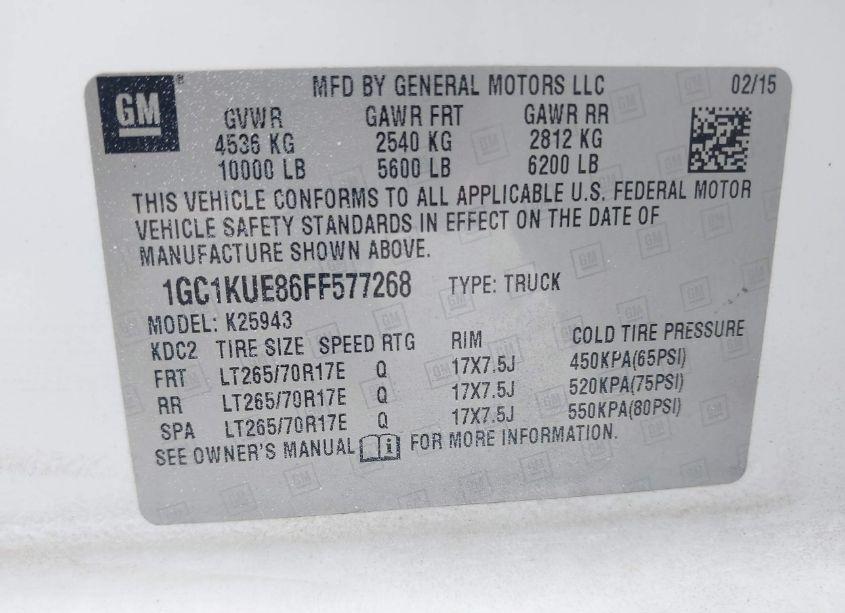 Photo 9 of 2015 Chevrolet Silverado 2500HD WT (VIN 1GC1KUE86FF577268)