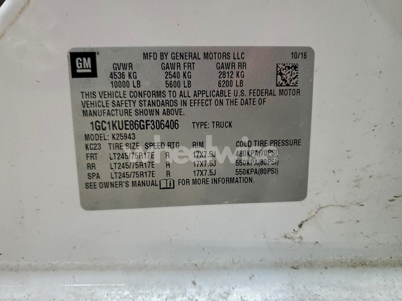Photo 12 of 2016 CHEVROLET SILVERADO K2500 HEAVY DUTY (VIN 1GC1KUE86GF306406)