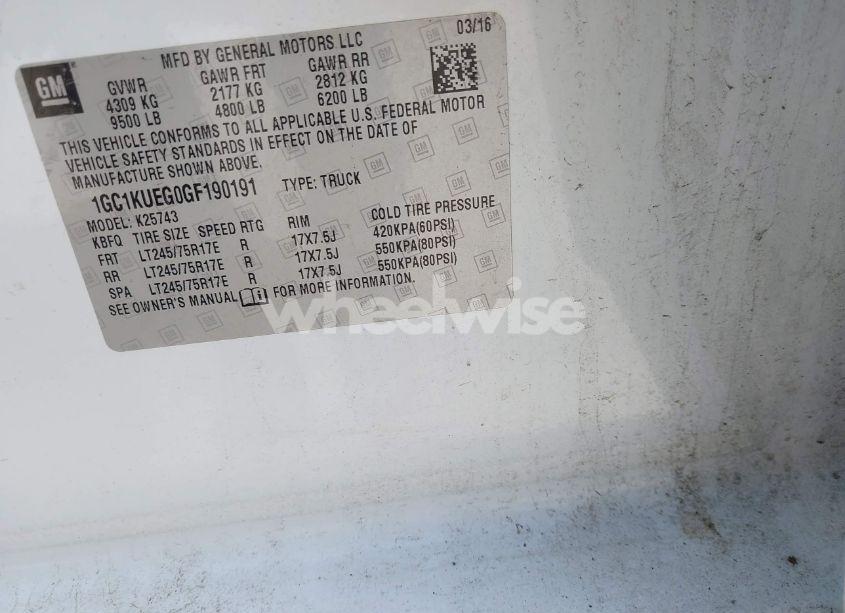 Photo 9 of 2016 Chevrolet Silverado 2500HD WT (VIN 1GC1KUEG0GF190191)