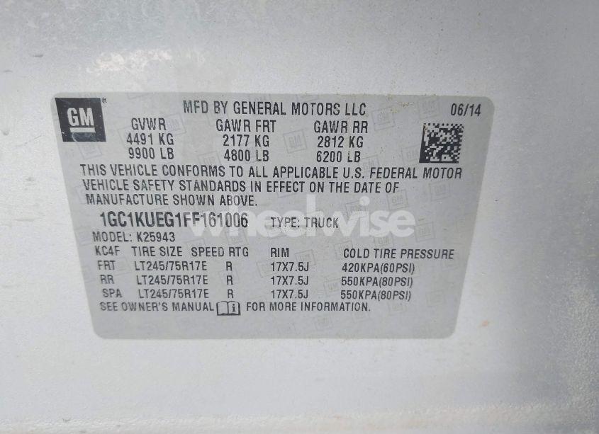 Photo 9 of 2015 Chevrolet Silverado 2500HD WT (VIN 1GC1KUEG1FF161006)