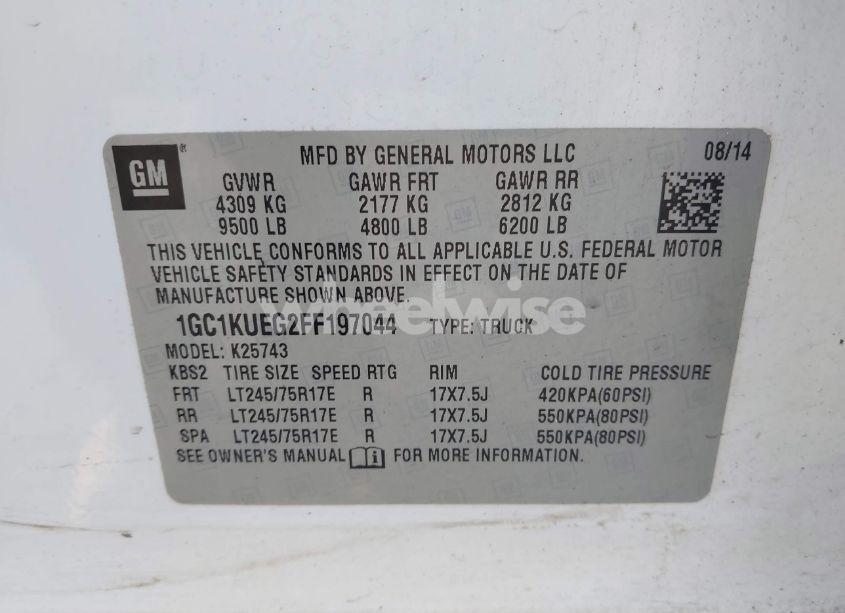 Photo 9 of 2015 Chevrolet Silverado 2500HD WT (VIN 1GC1KUEG2FF197044)