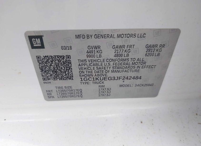 Photo 9 of 2018 Chevrolet Silverado 2500HD WT (VIN 1GC1KUEG3JF242484)