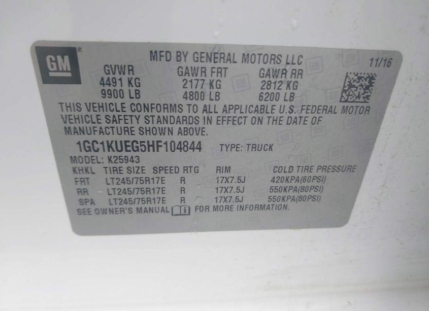 Photo 9 of 2017 Chevrolet Silverado 2500HD WT (VIN 1GC1KUEG5HF104844)