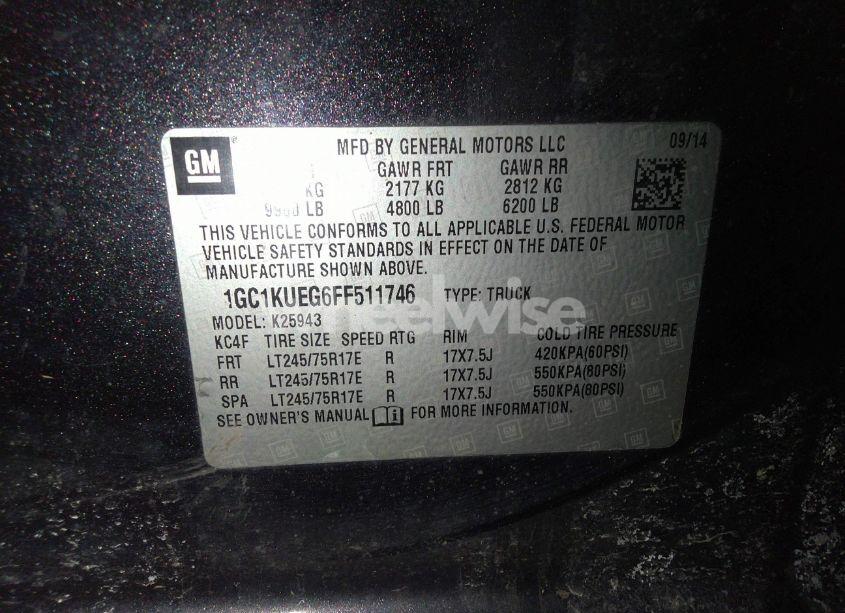 Photo 9 of 2015 Chevrolet Silverado 2500HD WT (VIN 1GC1KUEG6FF511746)