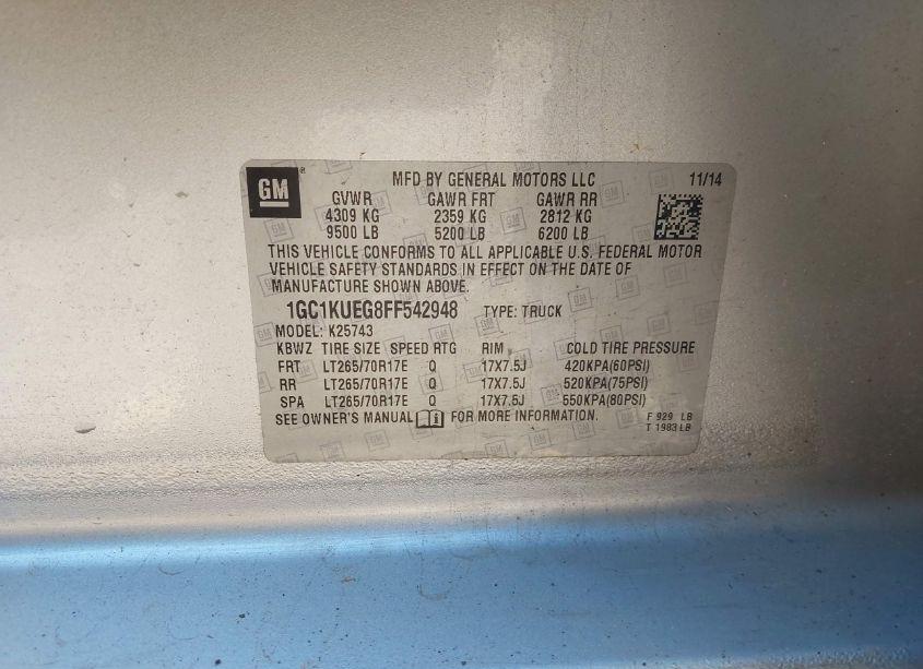 Photo 9 of 2015 Chevrolet Silverado 2500HD WT (VIN 1GC1KUEG8FF542948)