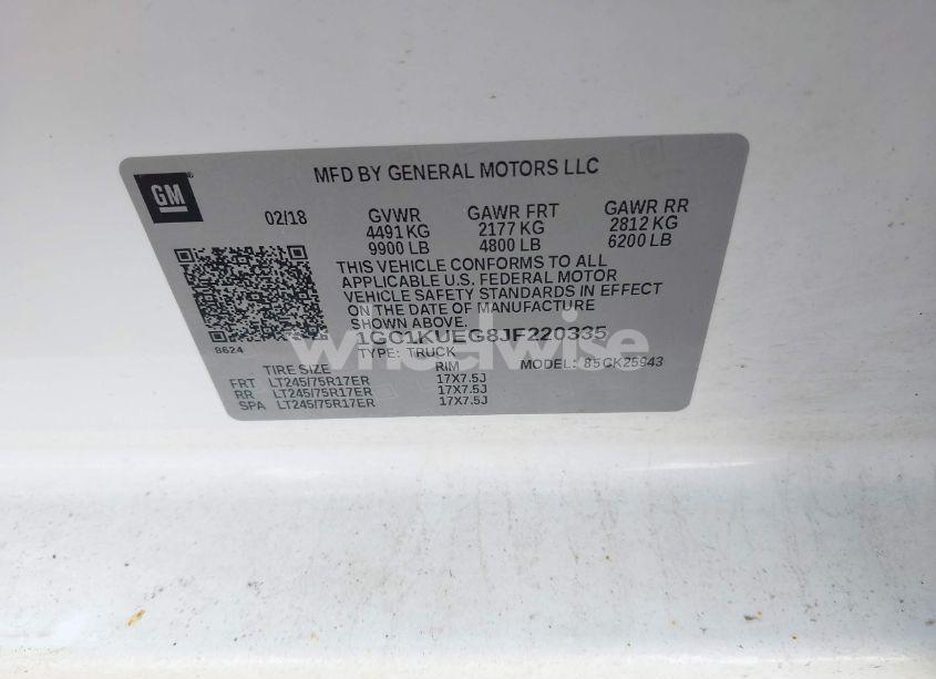 Photo 9 of 2018 Chevrolet Silverado 2500HD WT (VIN 1GC1KUEG8JF220335)