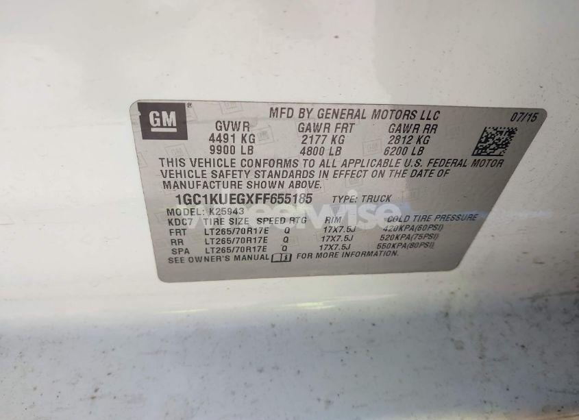 Photo 9 of 2015 Chevrolet Silverado 2500HD WT (VIN 1GC1KUEGXFF655185)